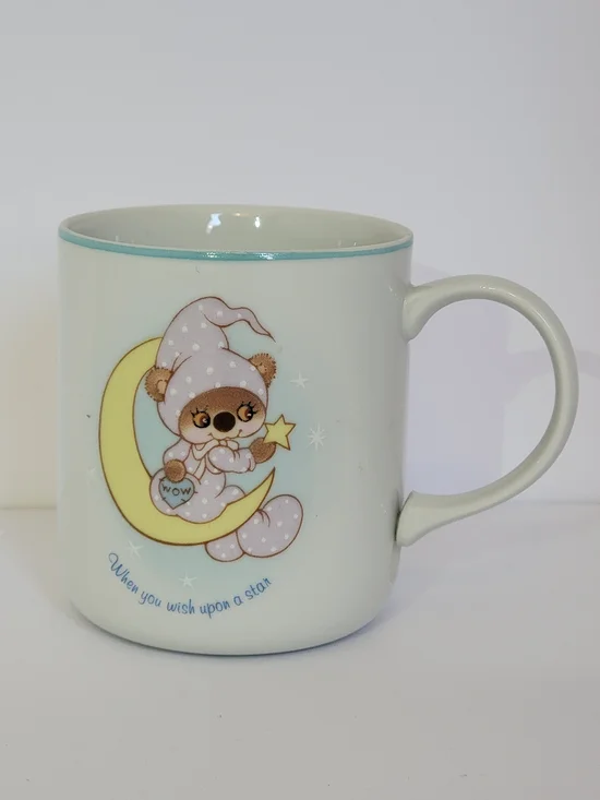 SLEEP TIME Bear Wallace Berrie on Moon Ceramic Mug - Pastel Yellow & Light Blue - Picture 2 of 5